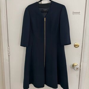 Lafayette 148 New York Navy Long Sleeve Dress
